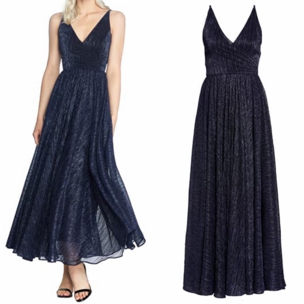 Dress the Population Valentina Metallic Fit & Flare Gown Size Small